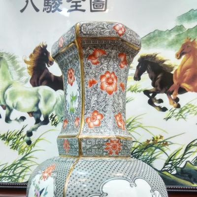 Bình Lục Giác họa tiết Tứ Quý